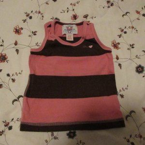Baby Gap Pink and Brown Wide Stripes Sleeveless Shirt for Baby Girls